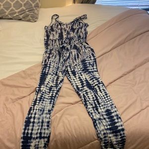 Blue and white reoria jumpsuit